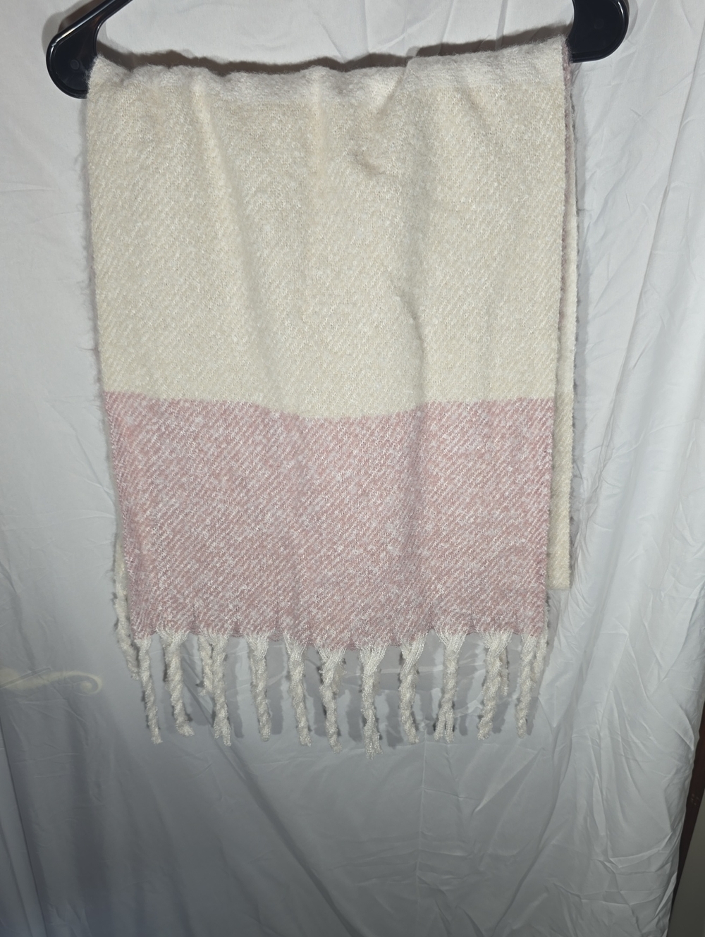 Gentle Fawn Cream, Tan and Light Pink Fringe Scarf